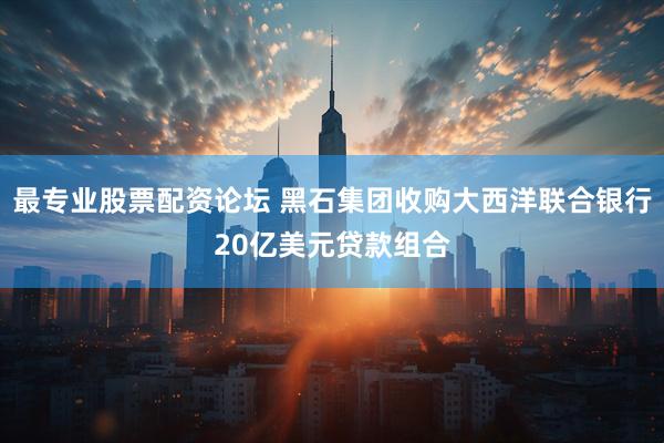 最专业股票配资论坛 黑石集团收购大西洋联合银行20亿美元贷款组合
